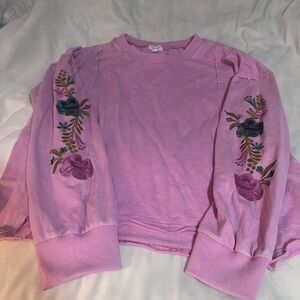 AnnieWear Los Angeles Pink Embroidered Long Sleeve Top L